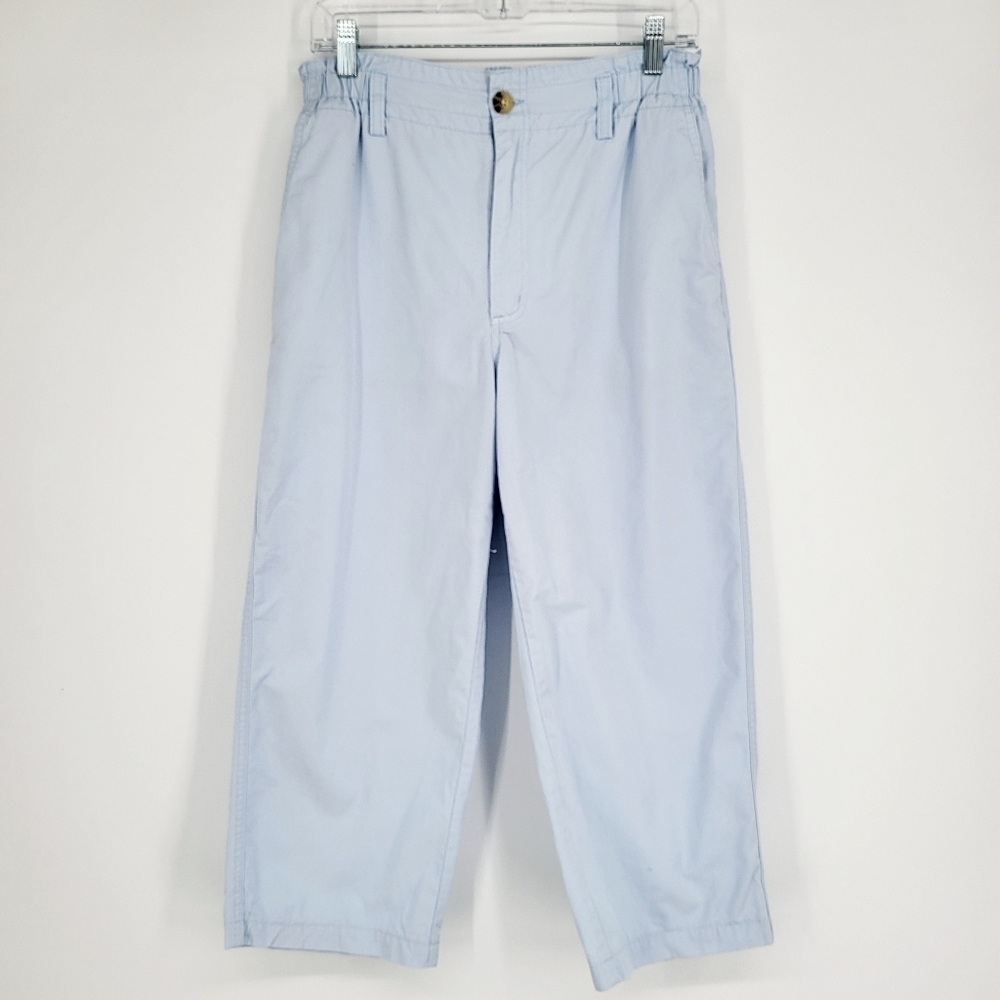 Sundance High Rise Wide Leg Crop Trouser Pants Ruffle Stretch Waist Blue Size 4
